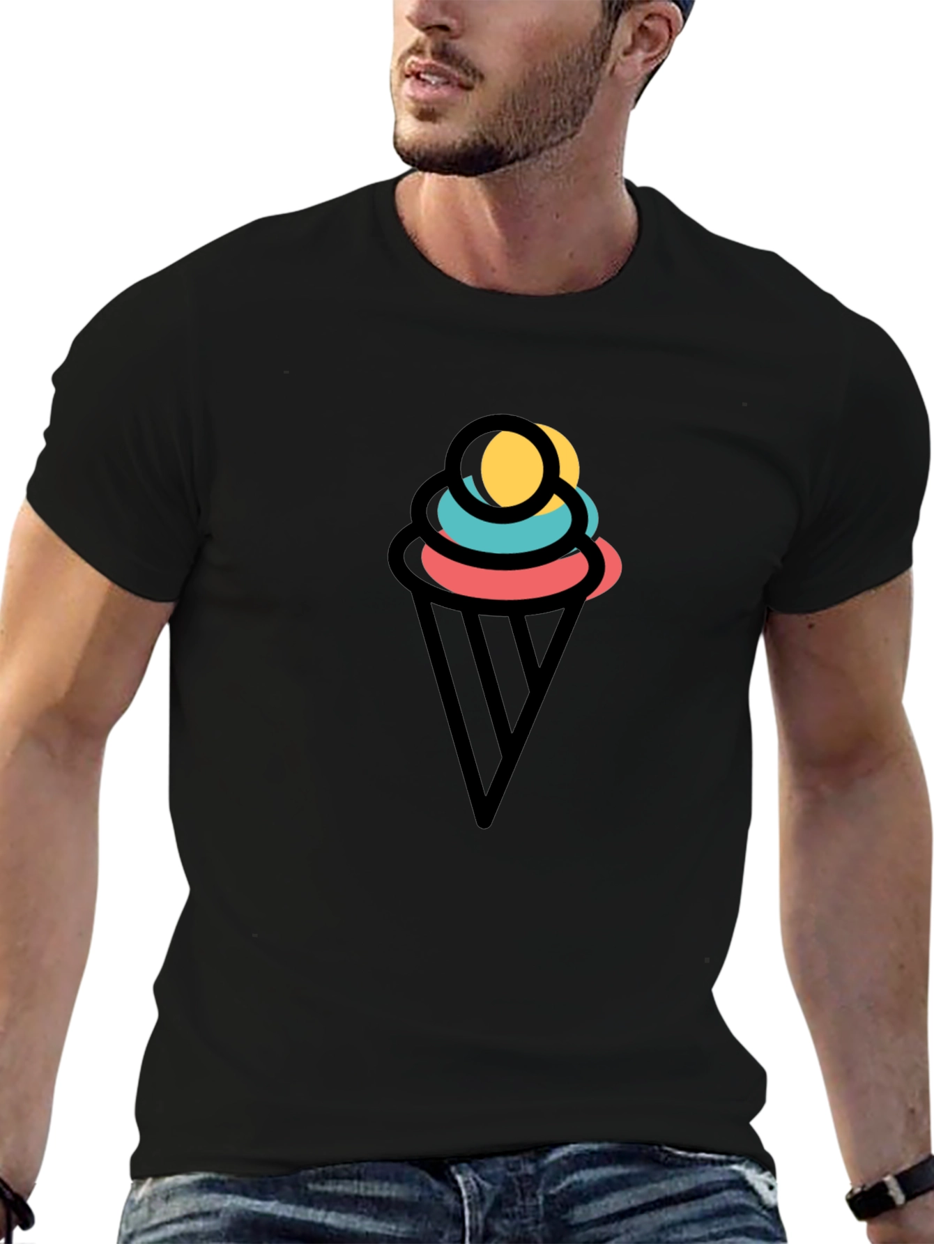 Mens Black Ice Cream Graphic Tee
