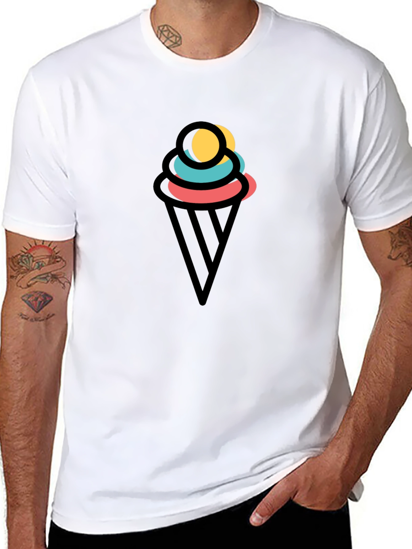 Mens Black Ice Cream Graphic Tee