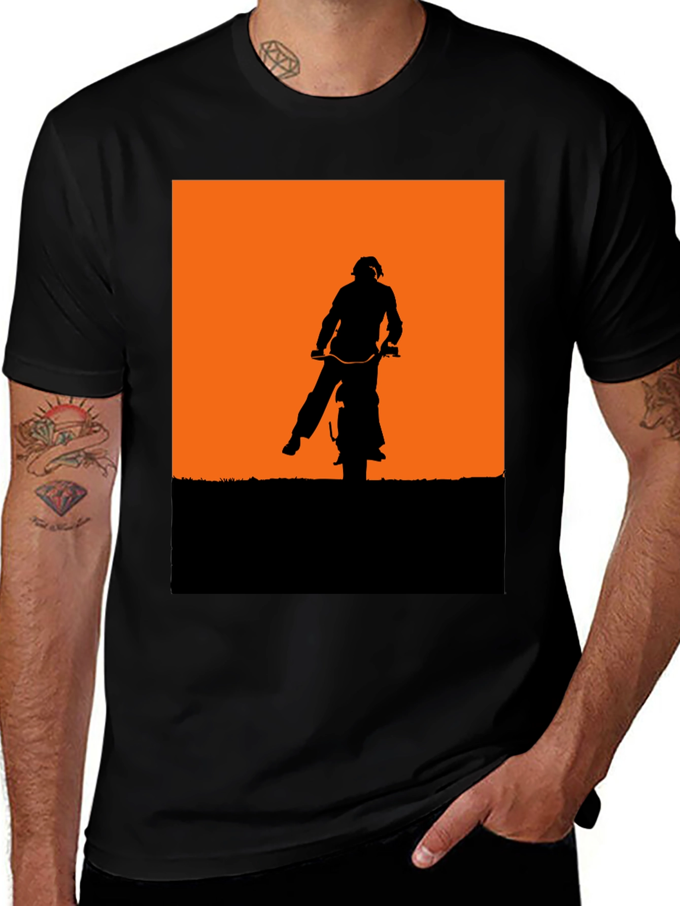 Silhouette Motorbike Graphic Tee - Black