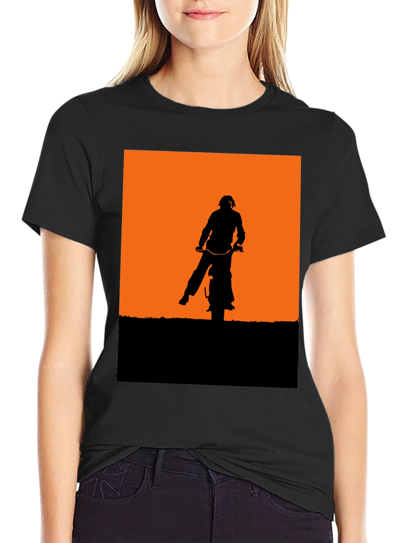 Silhouette Motorbike Graphic Tee - Black