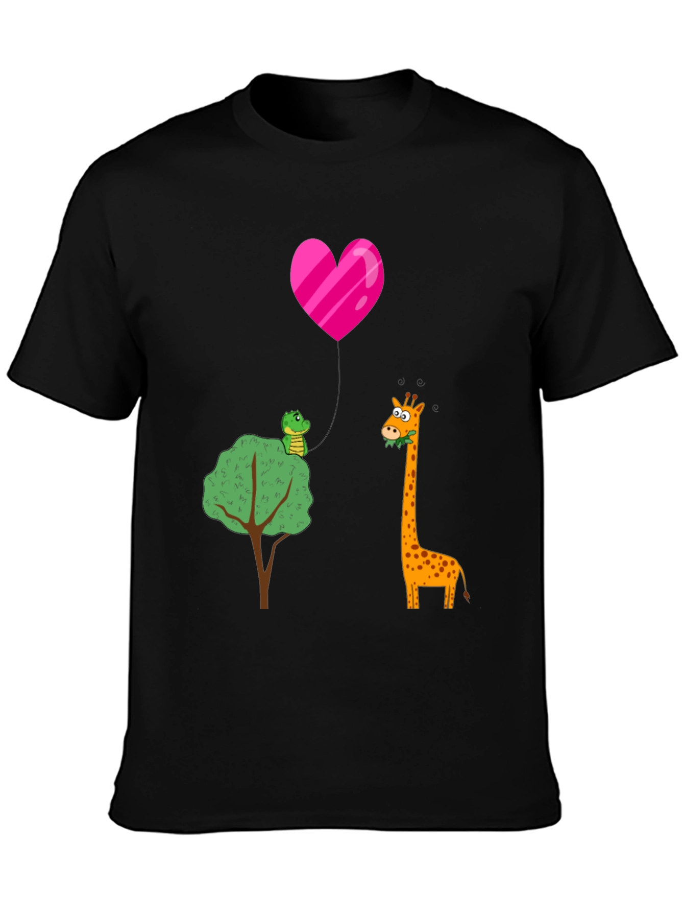 Cartoon Giraffe & Alligator Love T-Shirt