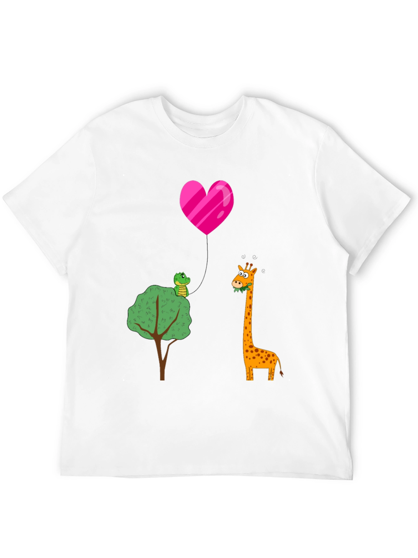 Cartoon Giraffe & Alligator Love T-Shirt