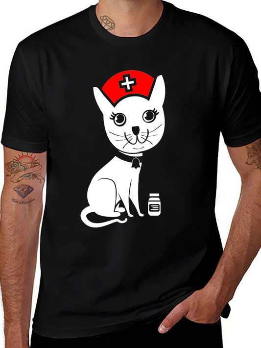 Nurse Cat Graphic T-Shirt - Unisex Black Tee