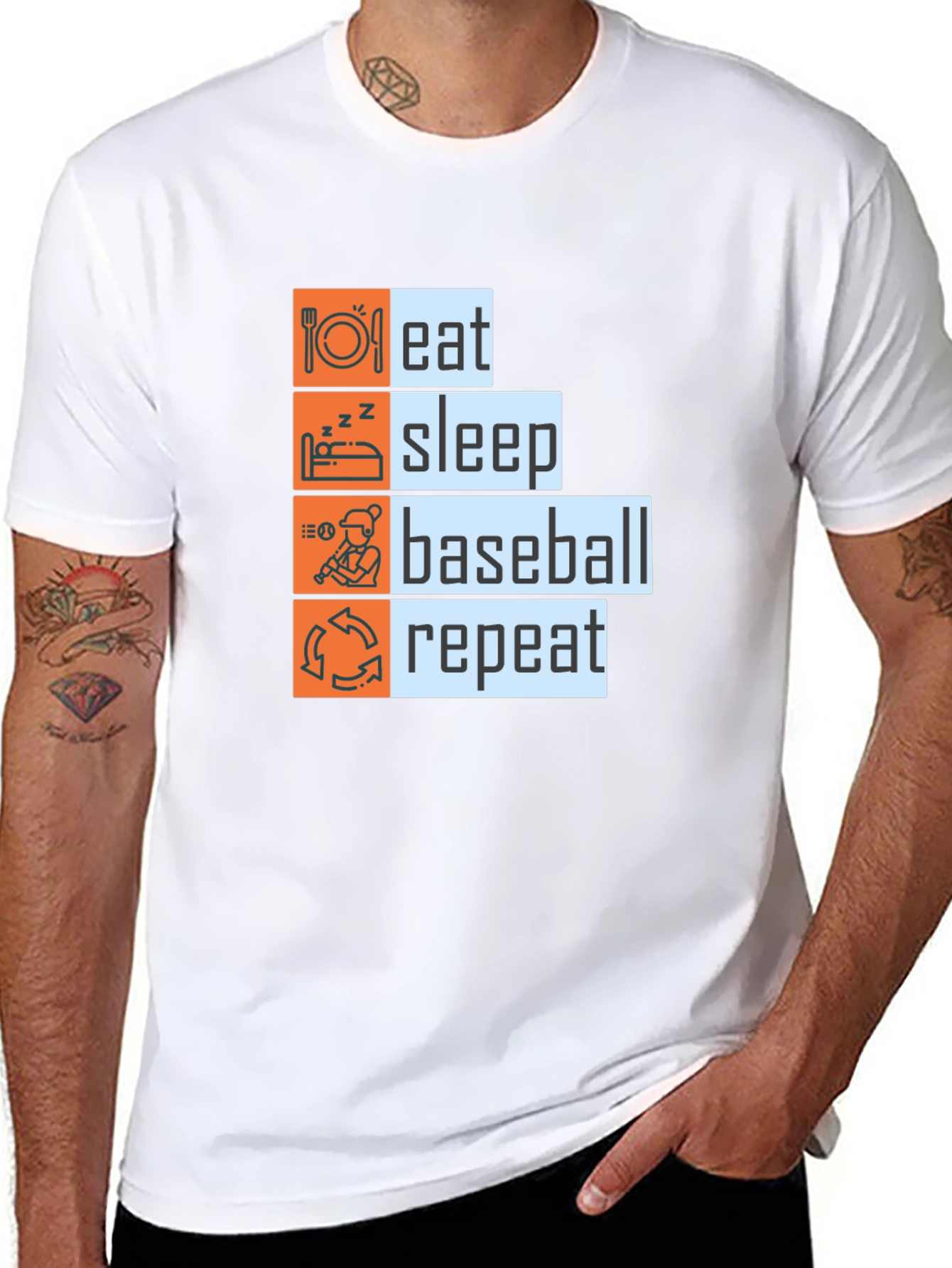 Eat Sleep Baseball Repeat Graphic Tee