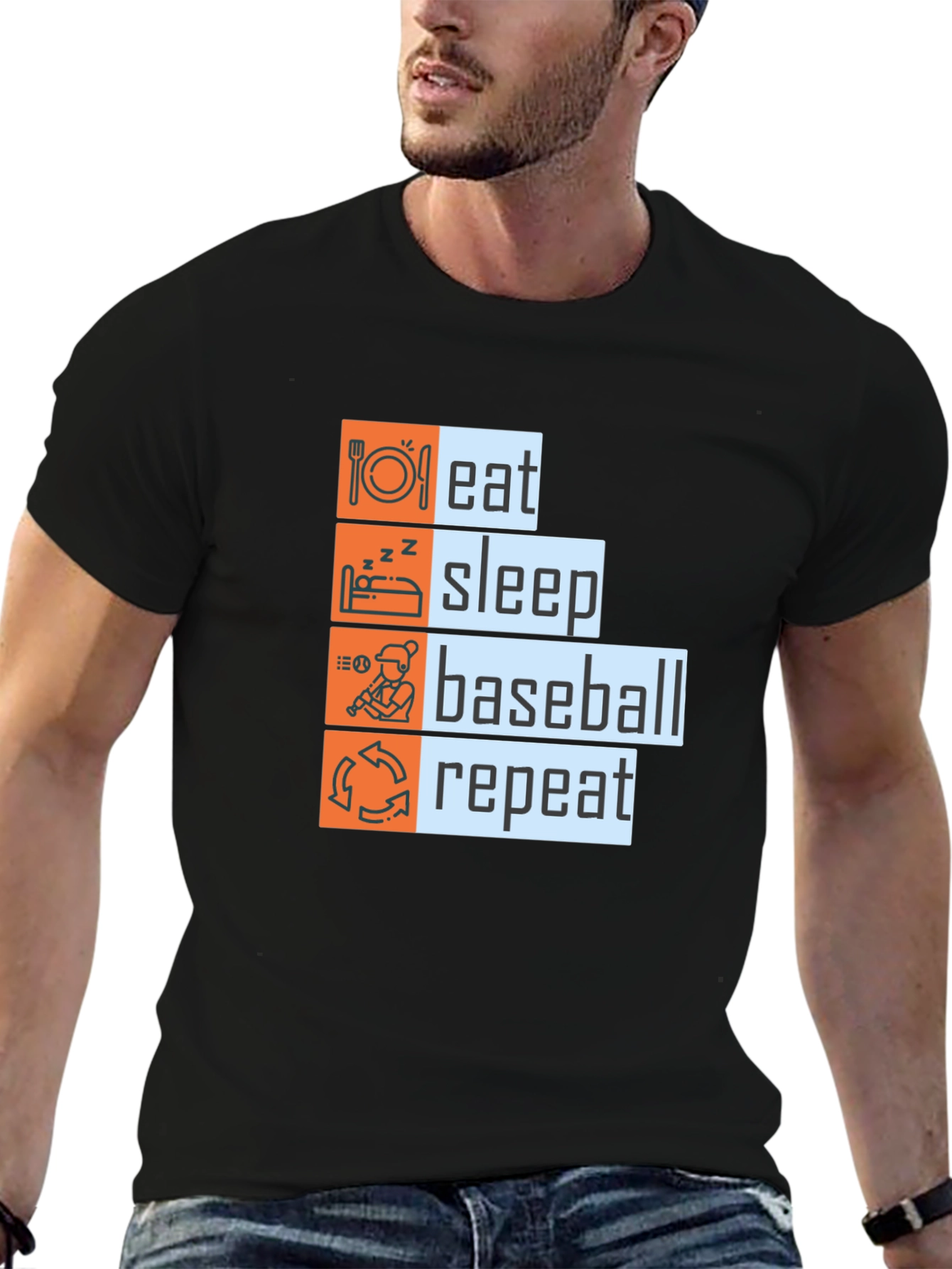 Eat Sleep Baseball Repeat Graphic Tee