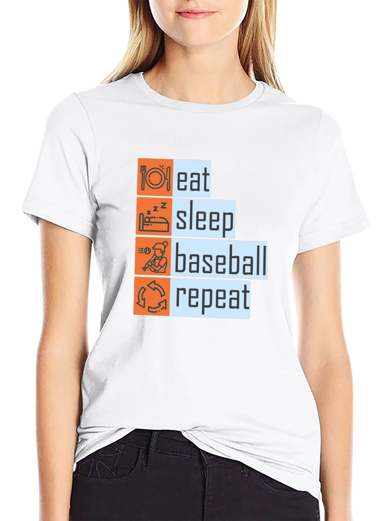 Eat Sleep Baseball Repeat Graphic Tee