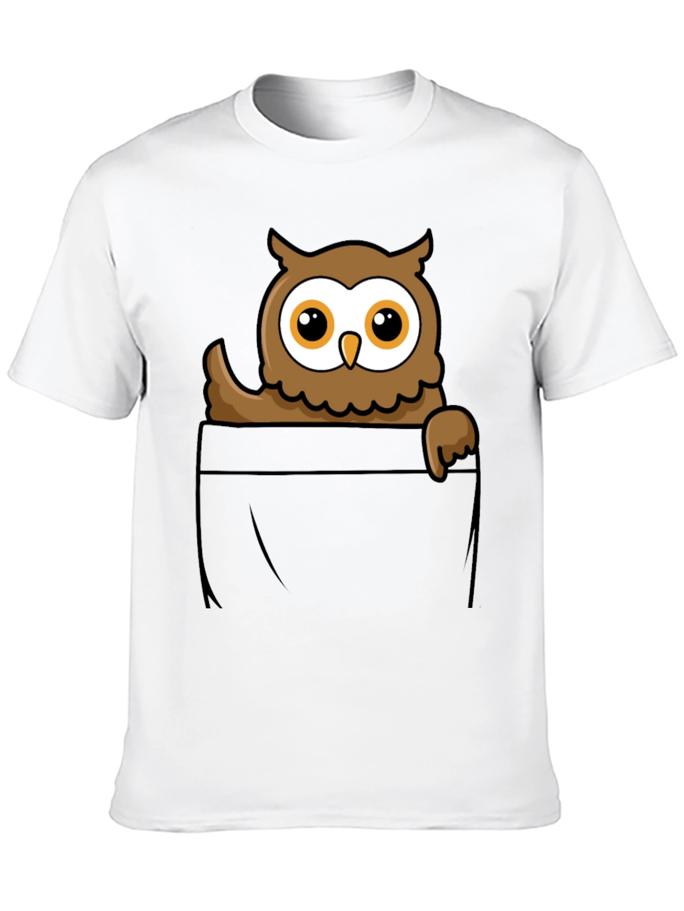 Owl Pocket Graphic T-Shirt - Black Cotton Tee