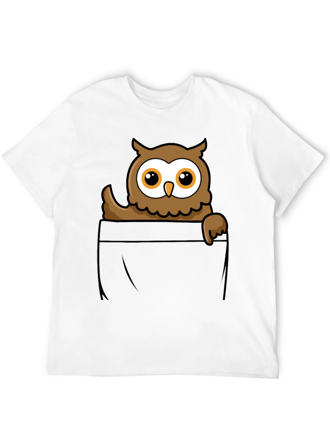 Owl Pocket Graphic T-Shirt - Black Cotton Tee