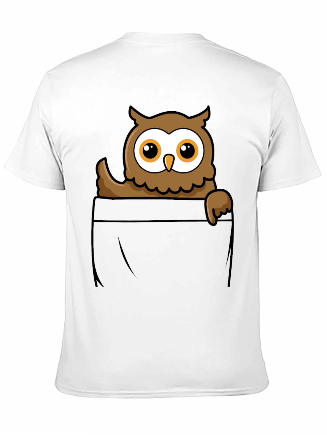Owl Pocket Graphic T-Shirt - Black Cotton Tee
