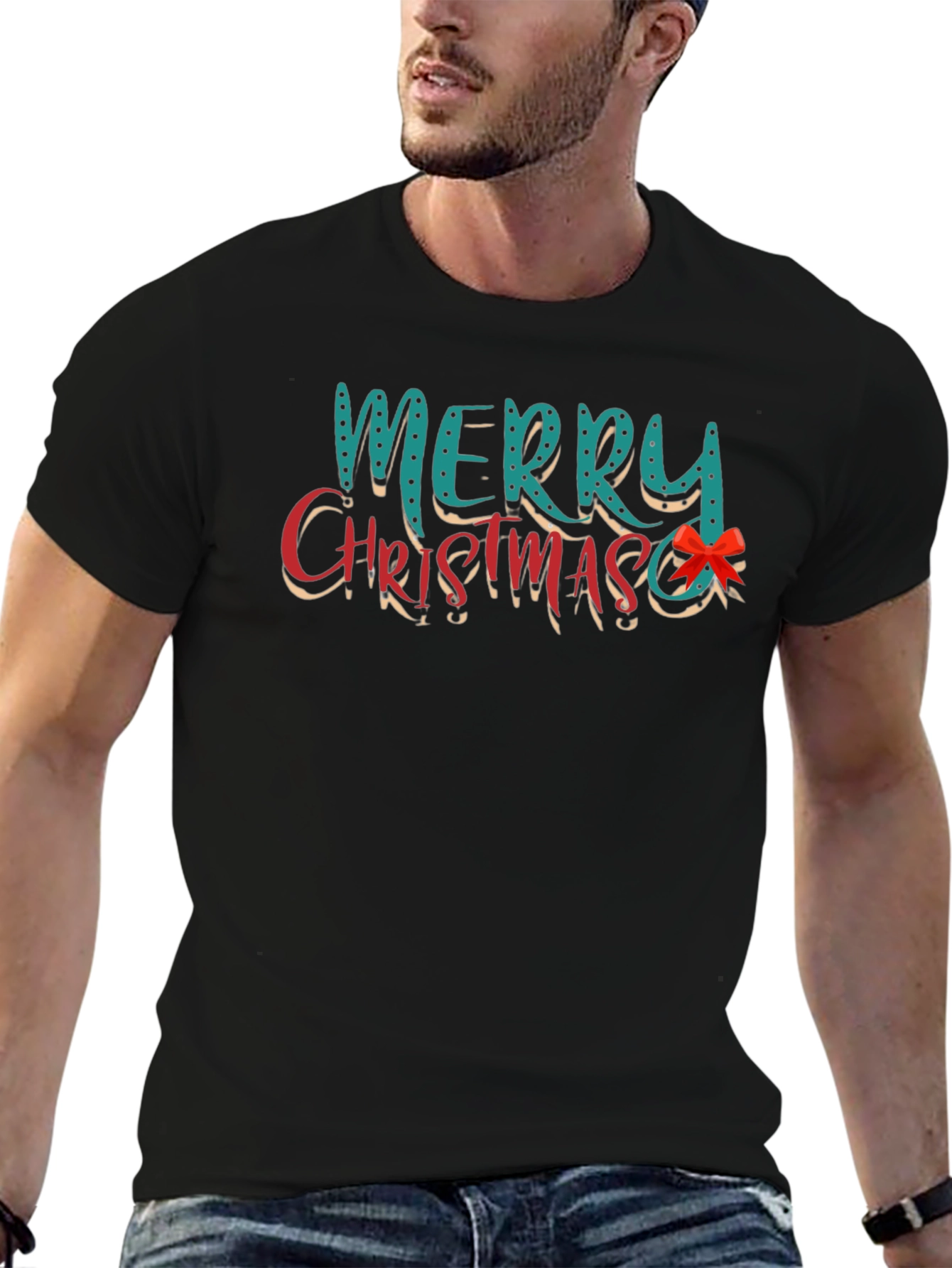 Merry Christmas Graphic Tee - Black