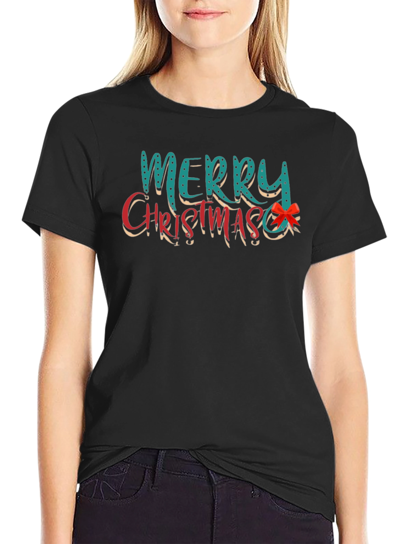 Merry Christmas Graphic Tee - Black