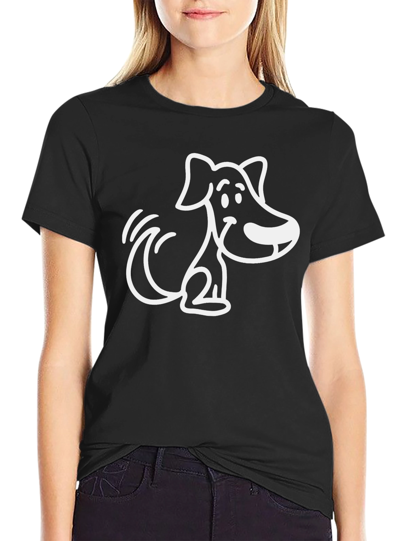 Cute Cartoon Dog Graphic T-Shirt