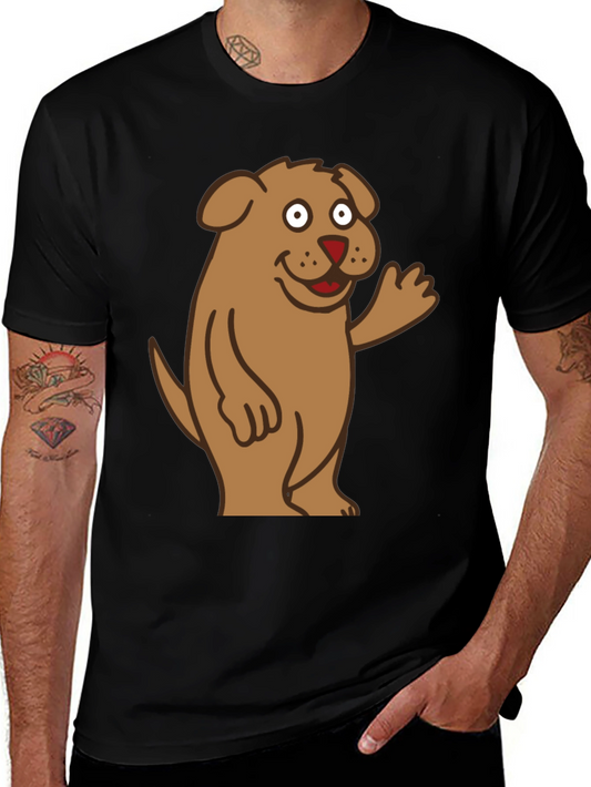 Cartoon Dog Graphic Tee - Mens Black T-Shirt