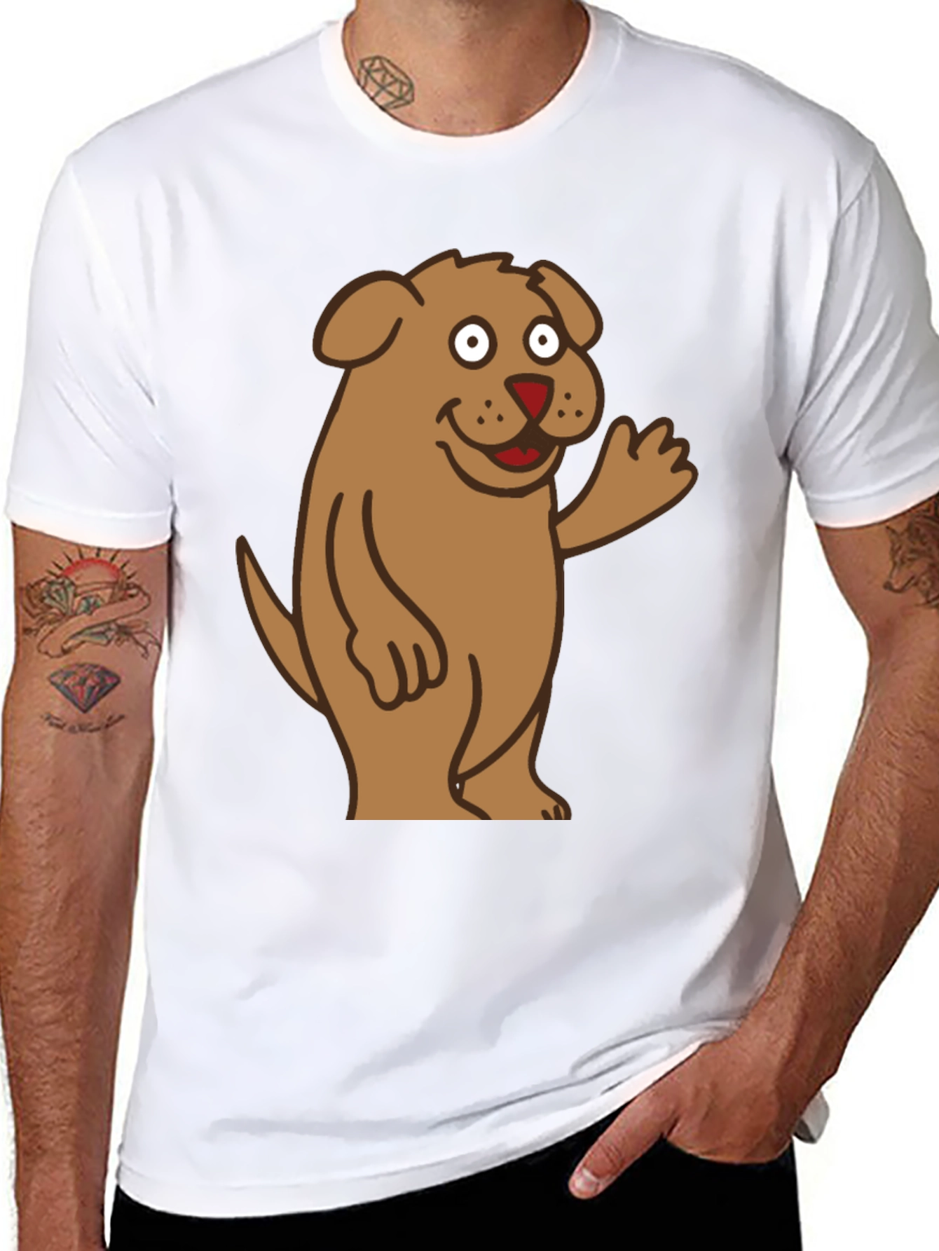 Cartoon Dog Graphic Tee - Mens Black T-Shirt