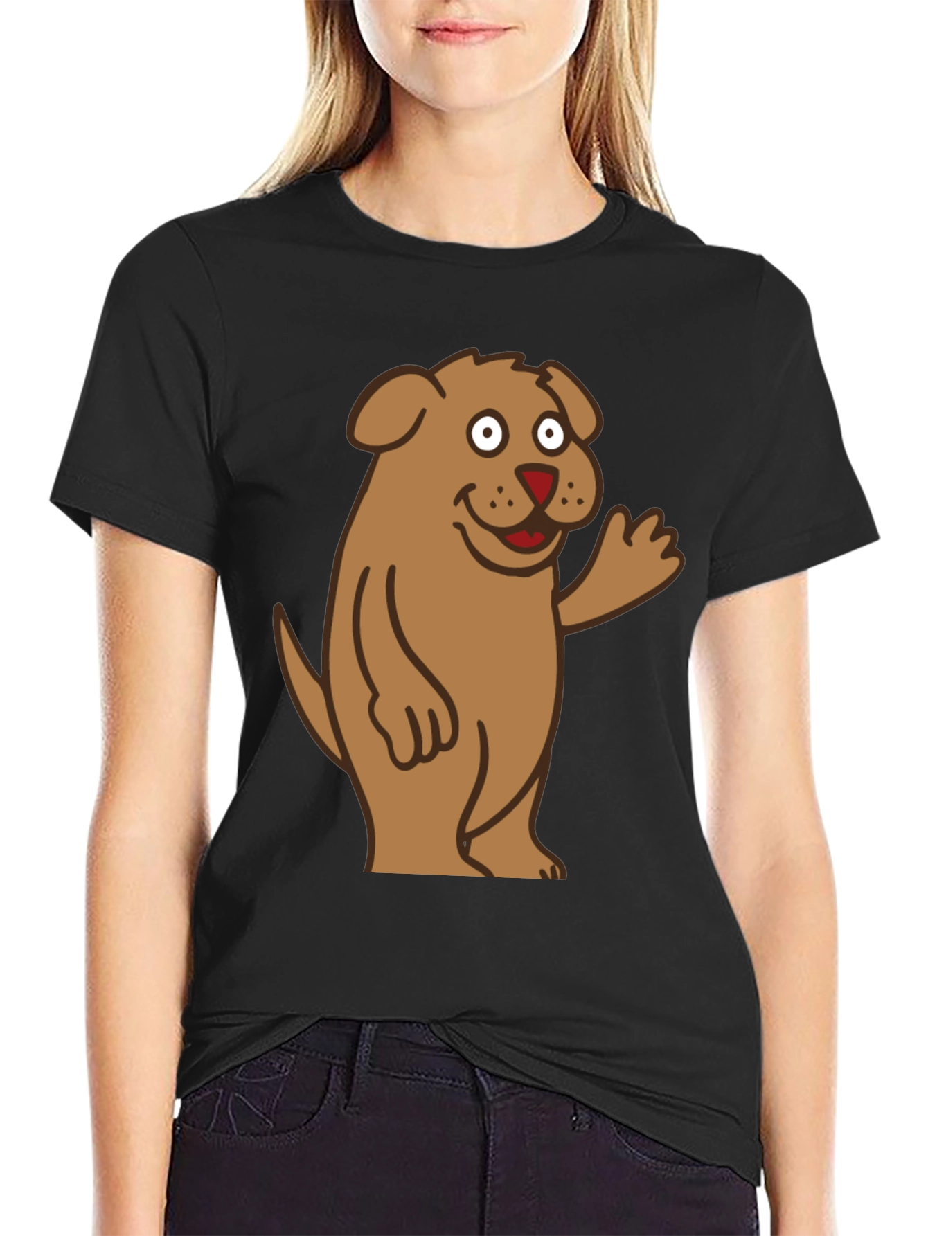 Cartoon Dog Graphic Tee - Mens Black T-Shirt