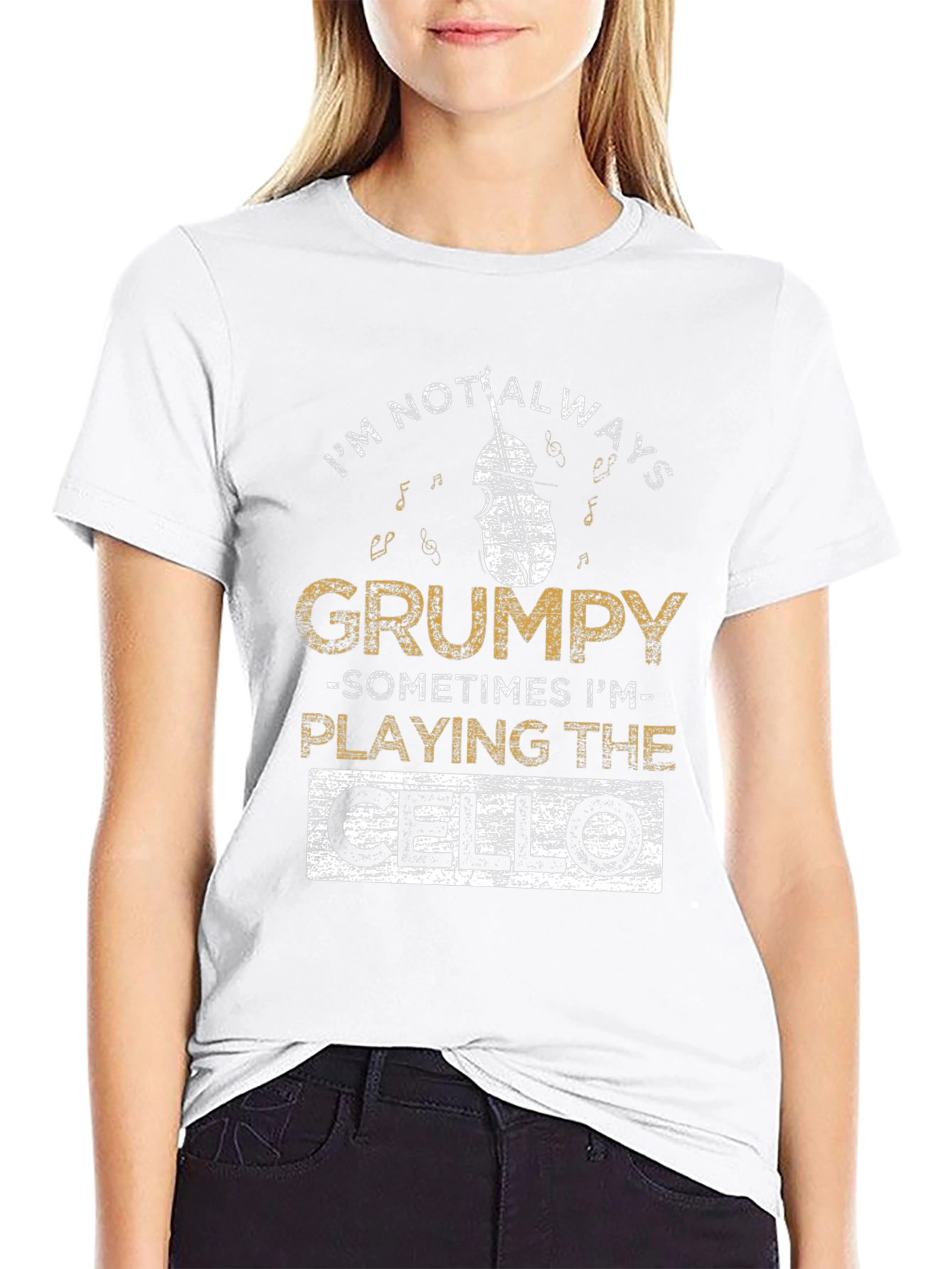 Grumpy Cello Player Black T-Shirt