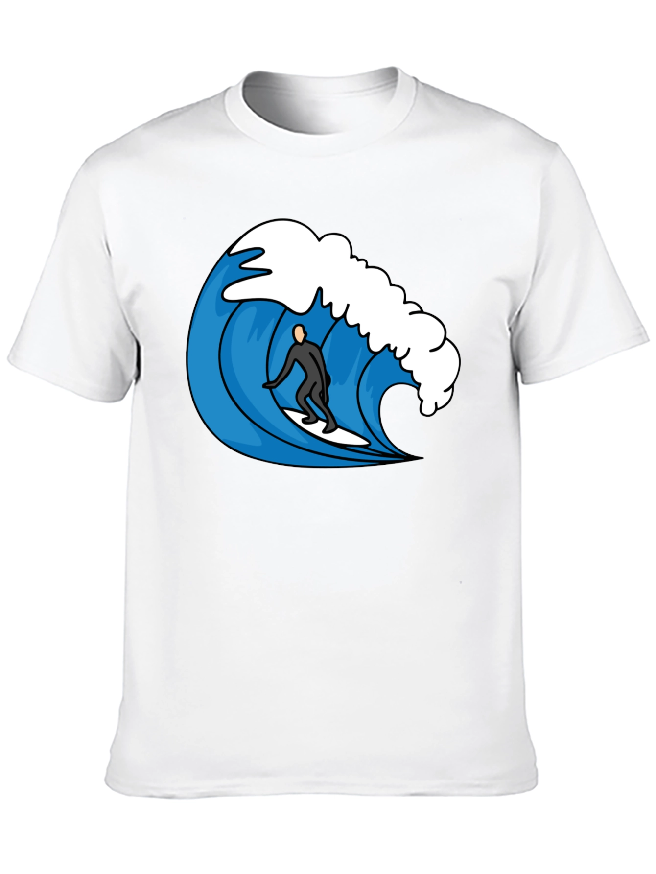 Surfer Wave Graphic Tee - Cool Black T-Shirt