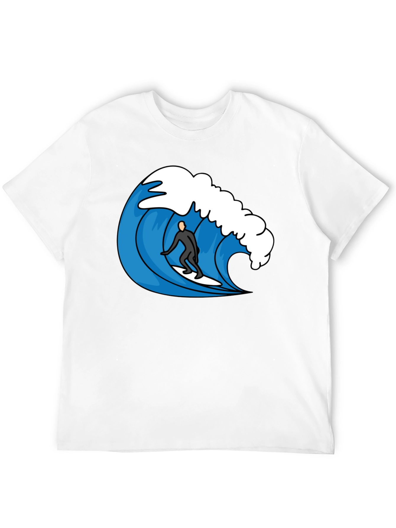 Surfer Wave Graphic Tee - Cool Black T-Shirt