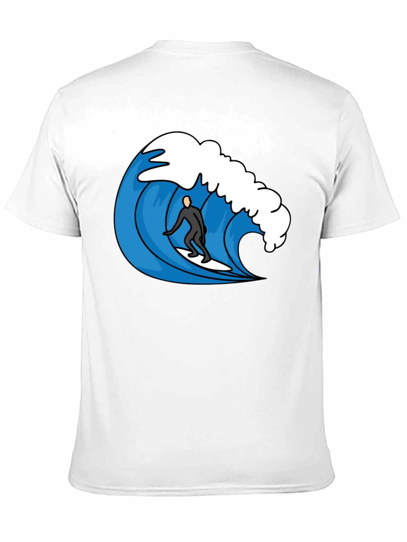 Surfer Wave Graphic Tee - Cool Black T-Shirt