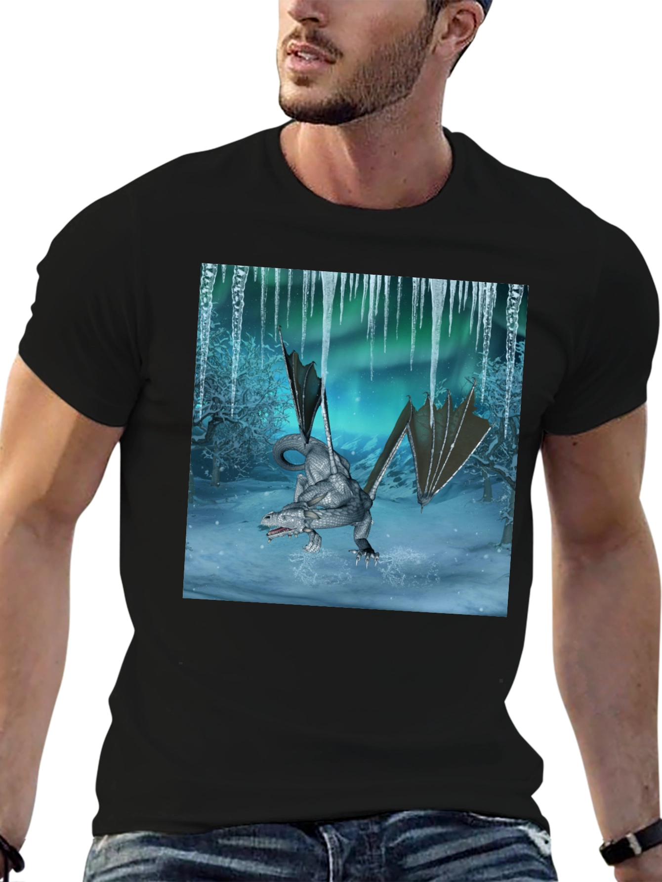 Dragon Winter Scene Graphic Tee