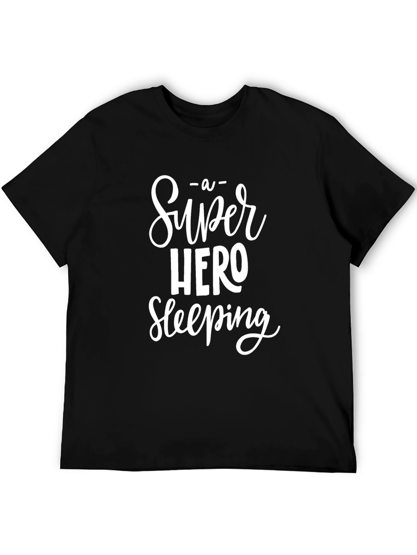 Super Hero Sleeping Black Graphic Tee