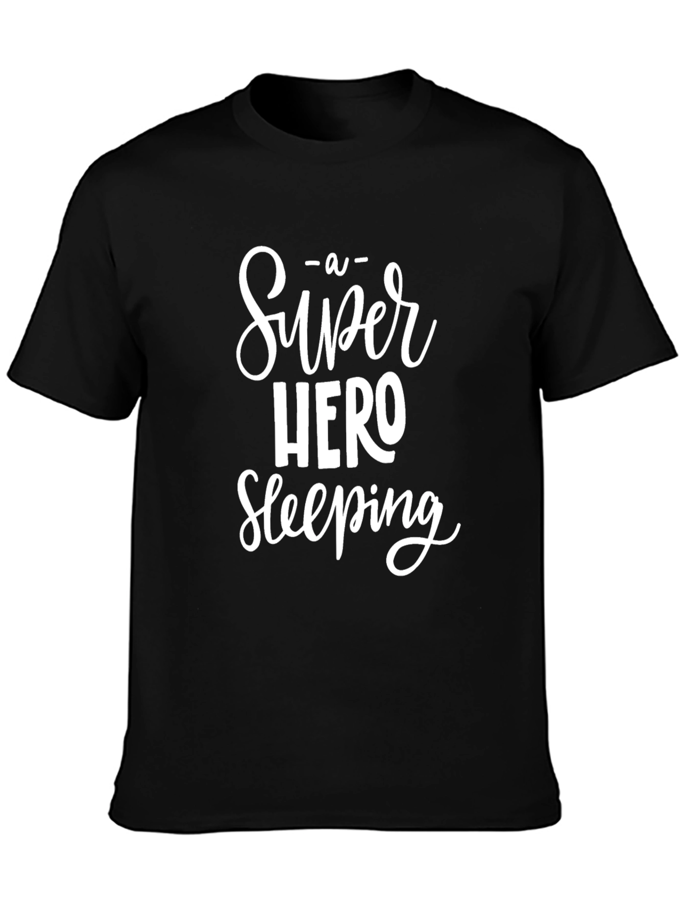 Super Hero Sleeping Black Graphic Tee