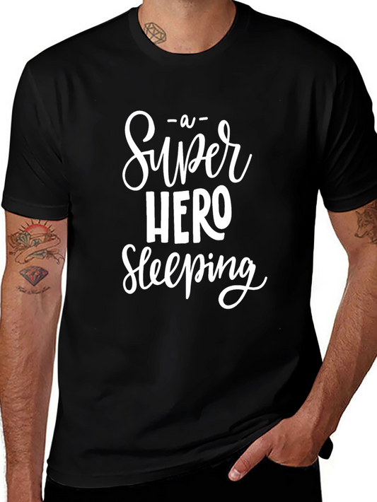 Super Hero Sleeping Black Graphic Tee