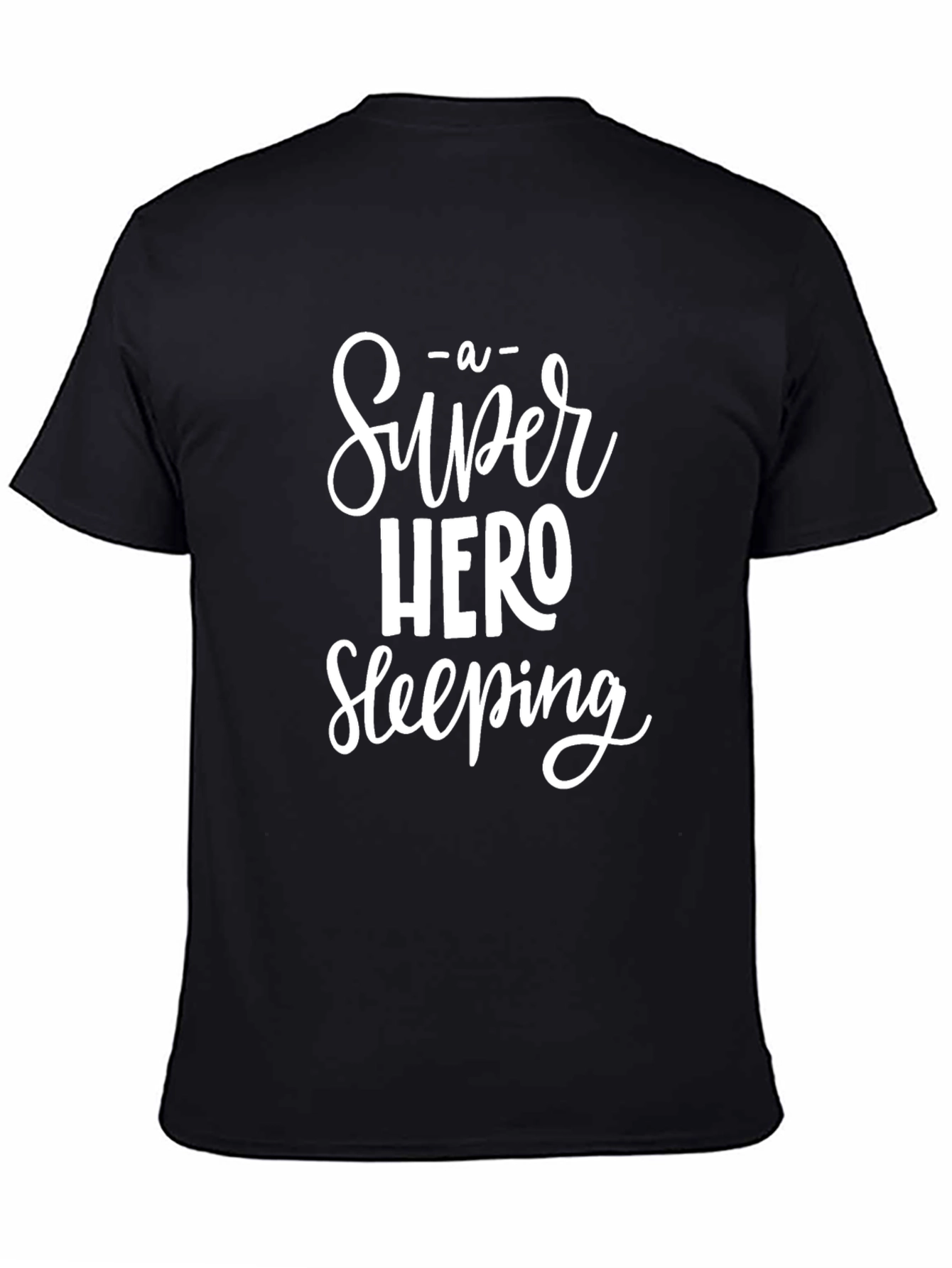 Super Hero Sleeping Black Graphic Tee