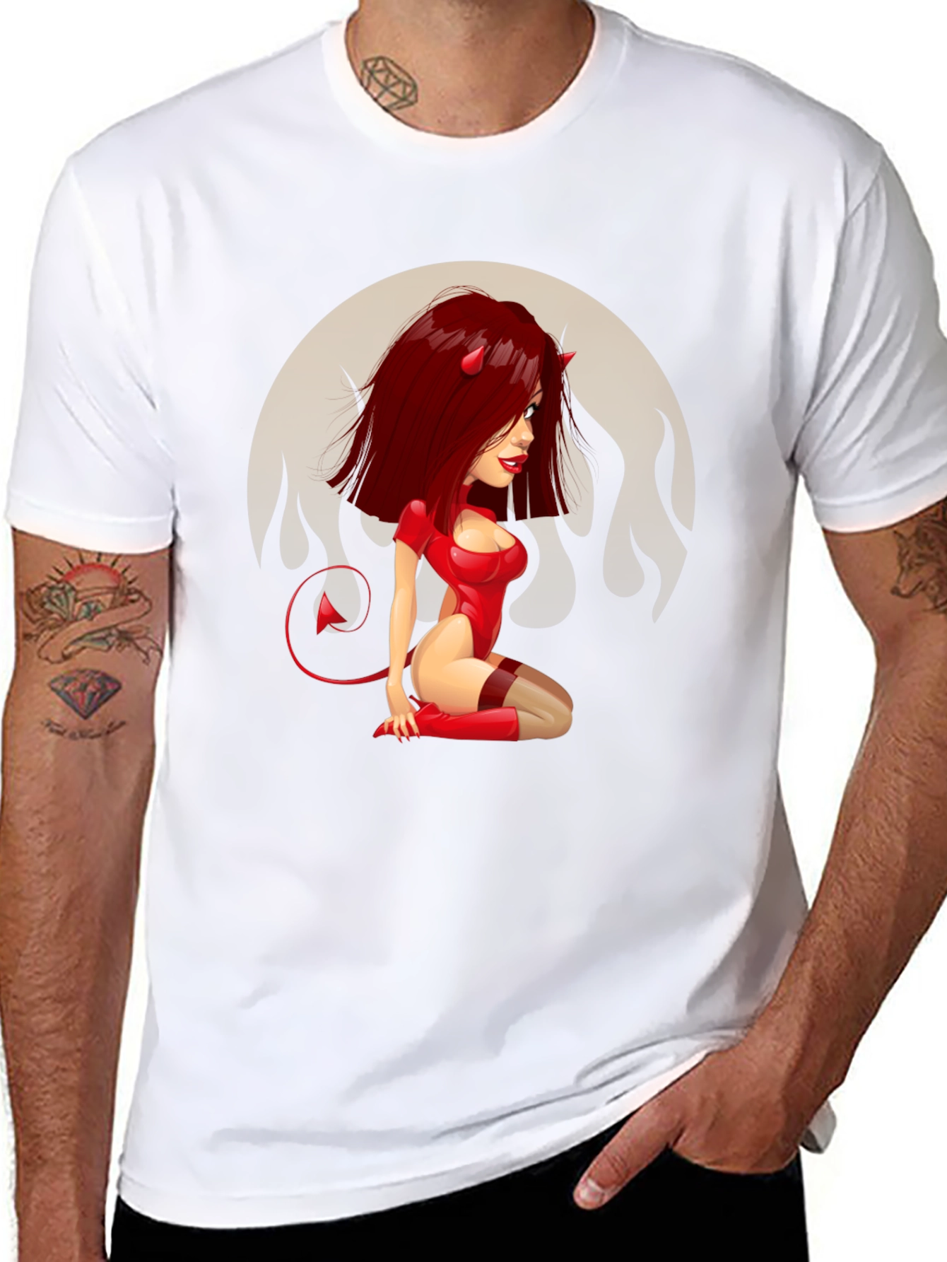 Devil Girl Graphic Tee - Mens Black T-Shirt