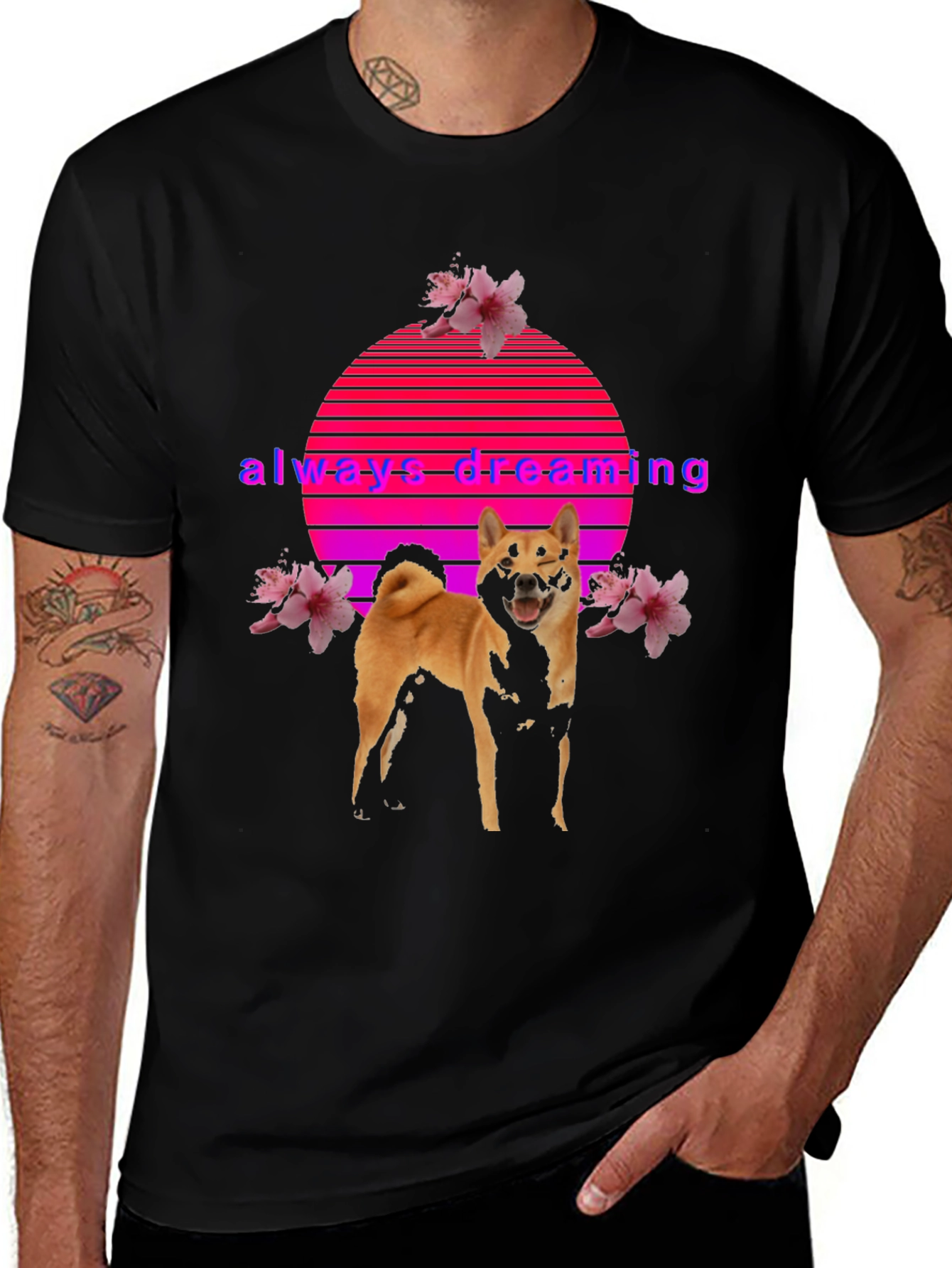 Always Dreaming Shiba Inu Graphic Tee - Black