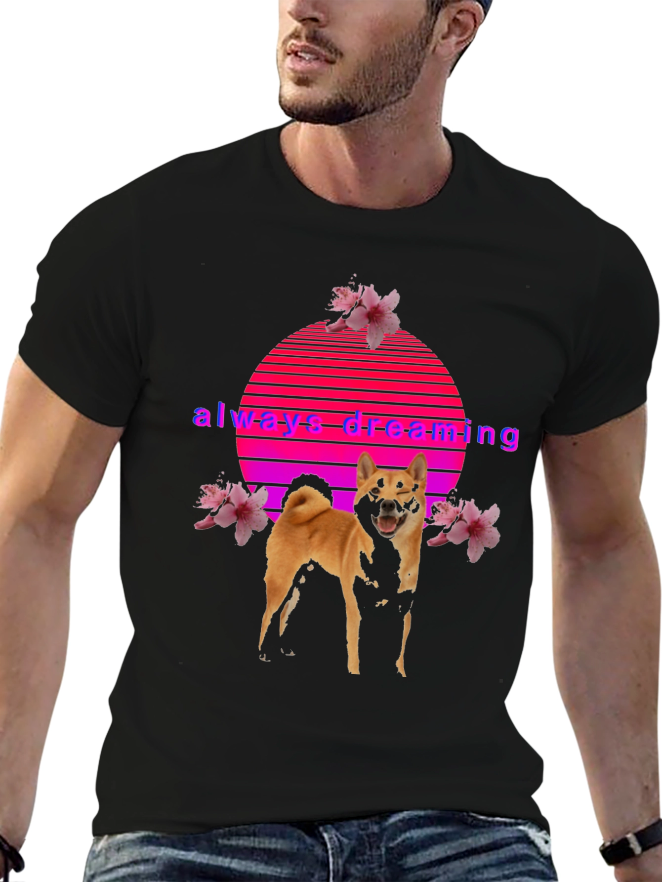 Always Dreaming Shiba Inu Graphic Tee - Black