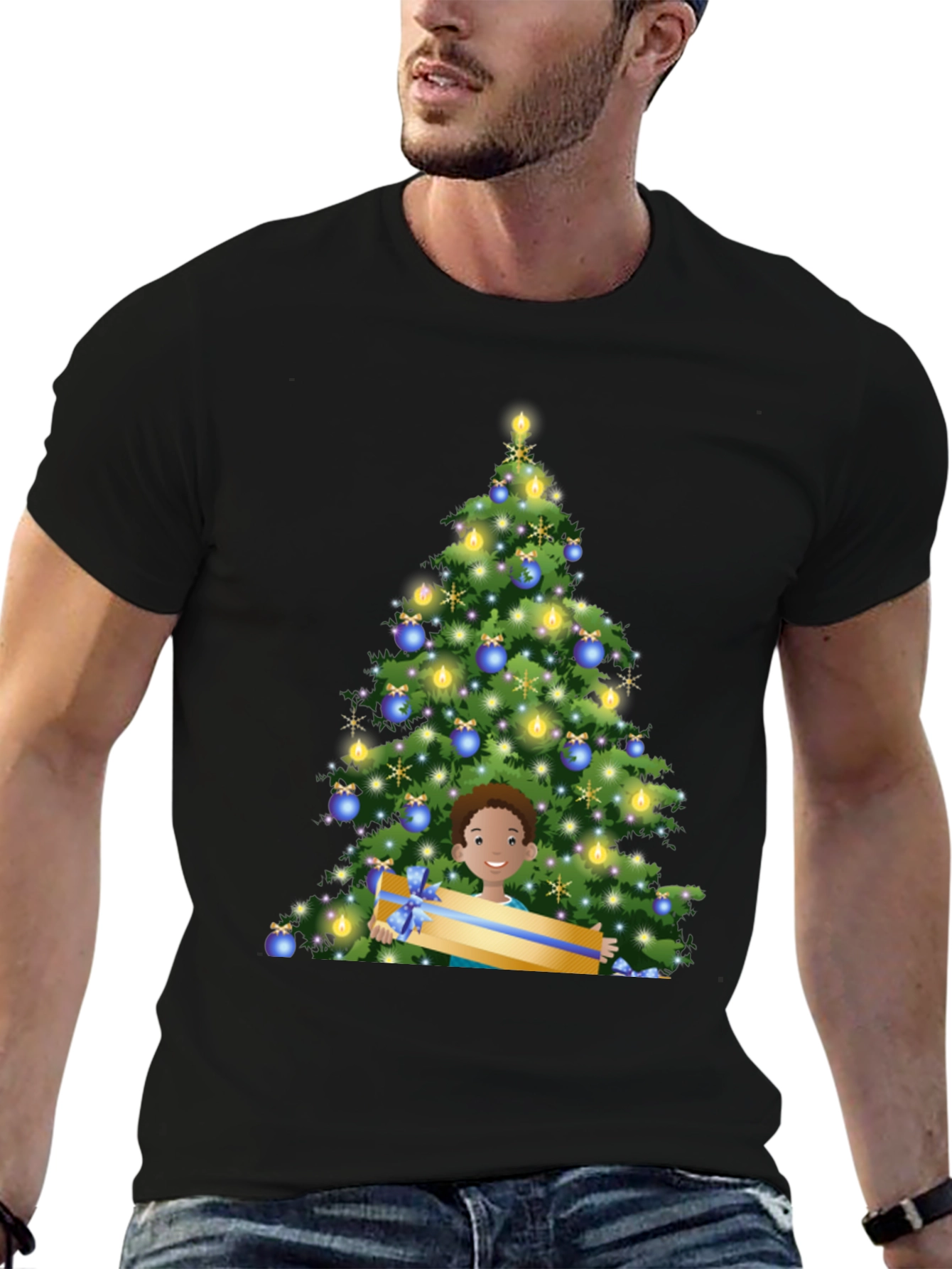 Festive Christmas Tree & Boy Graphic Tee