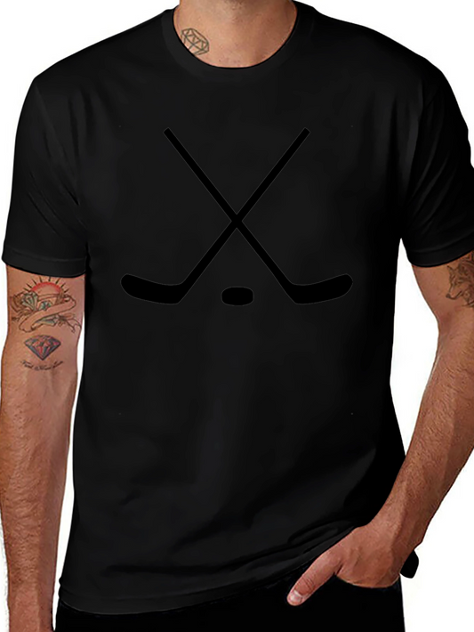 Hockey Sticks and Puck Black T-Shirt