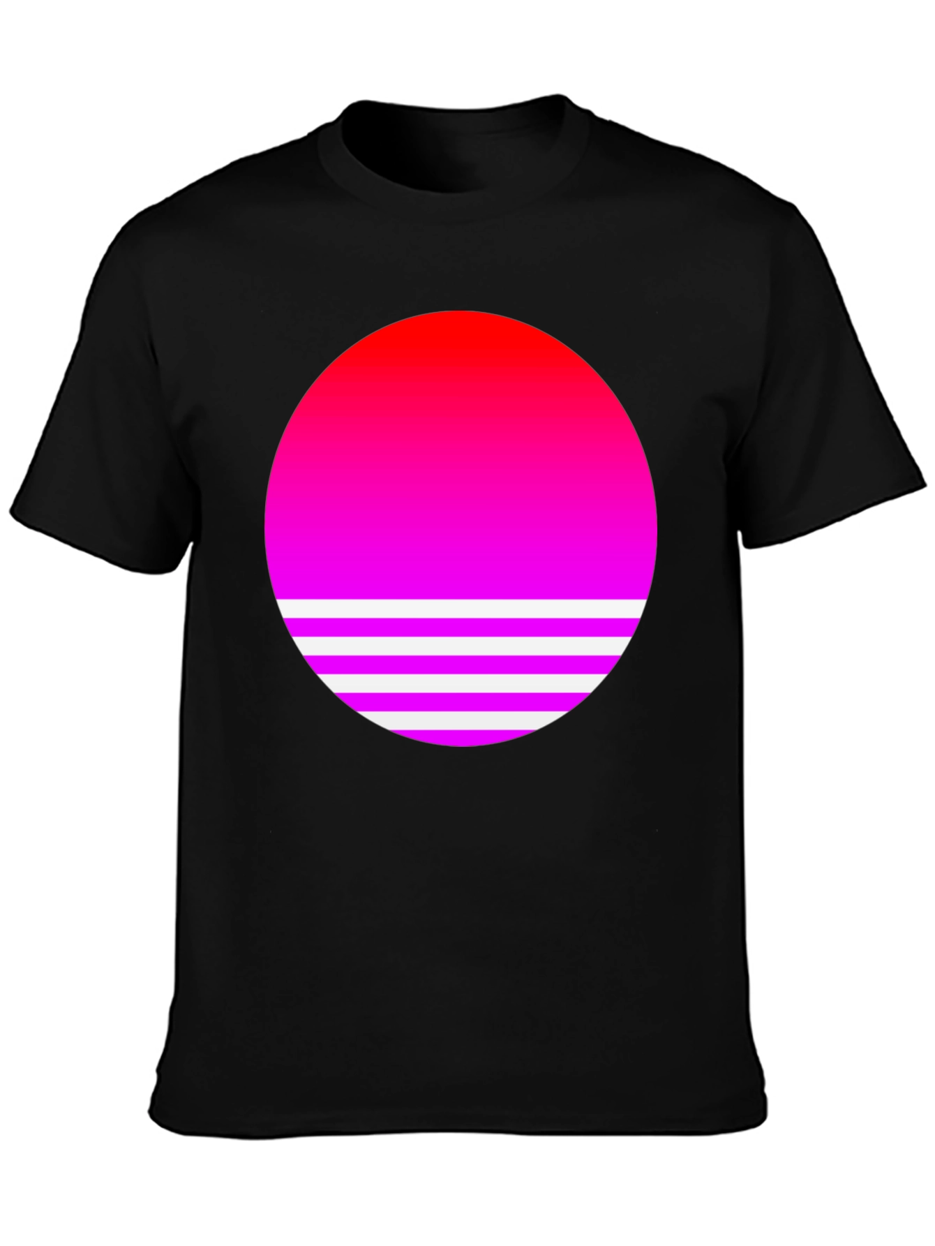 Retro Sunset Graphic Tee - Black Cotton Blend