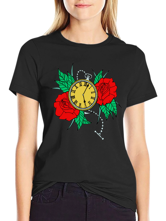 Time and Roses Graphic T-Shirt