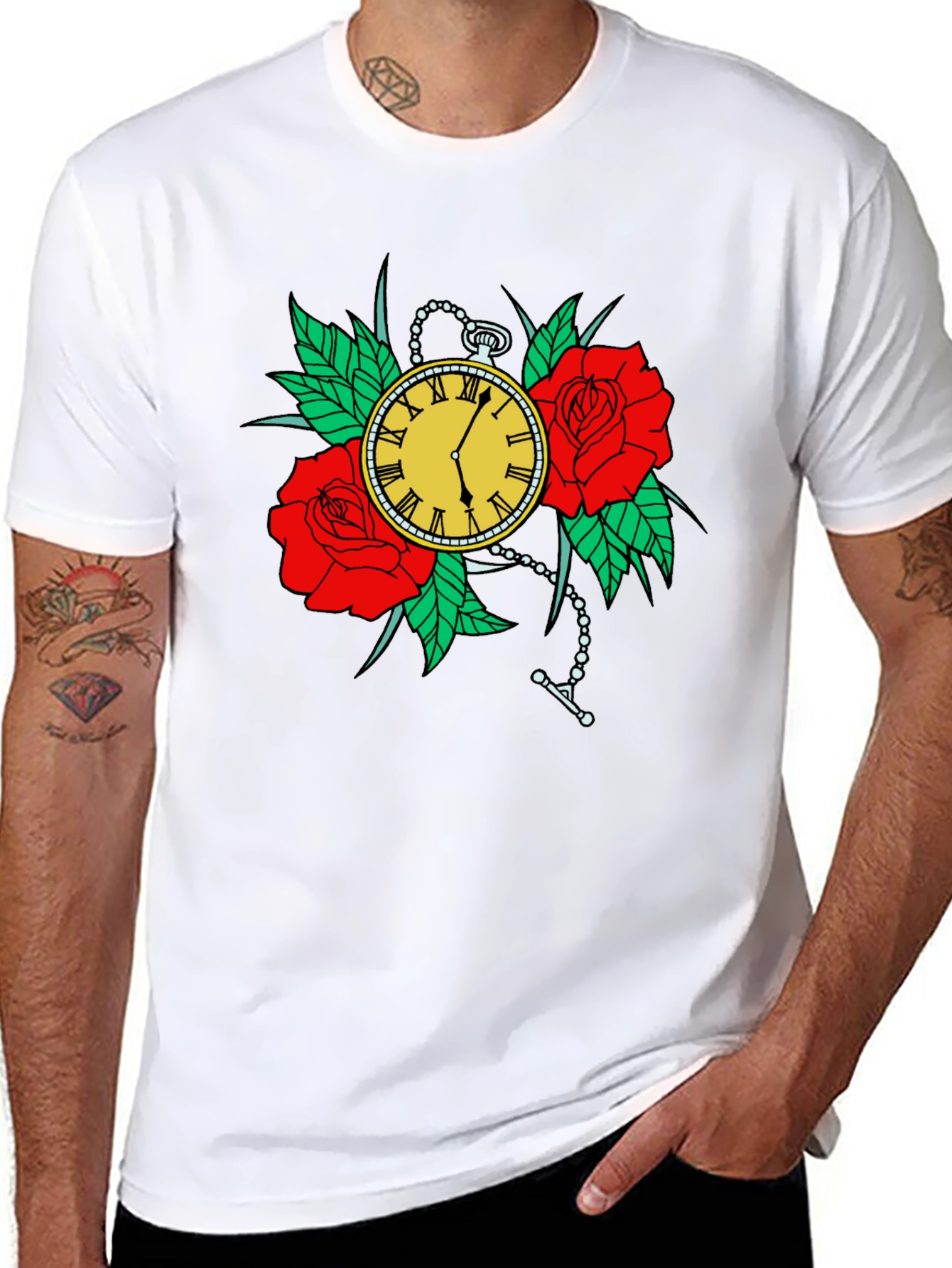 Time and Roses Graphic T-Shirt