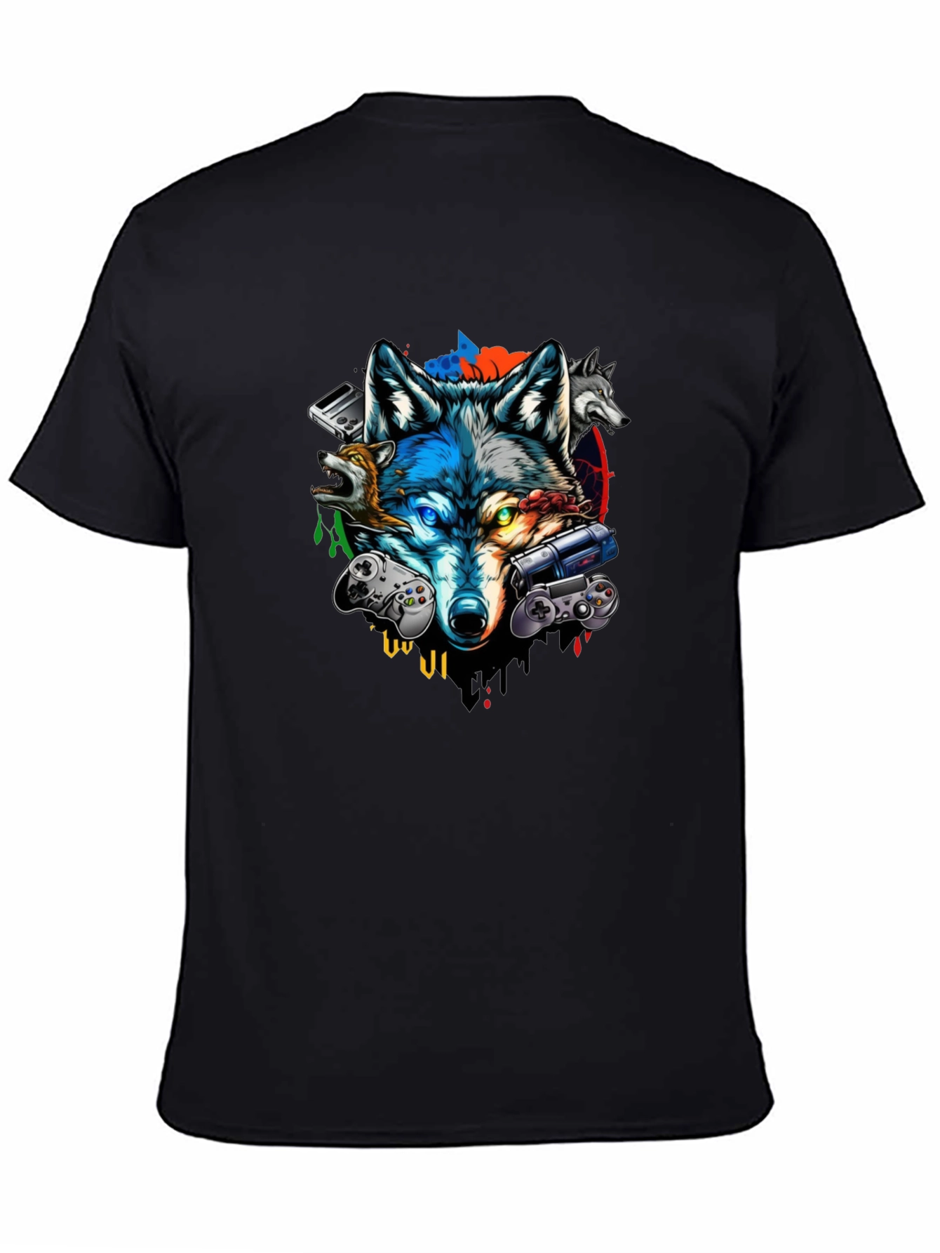 Gaming Wolf Black T-Shirt