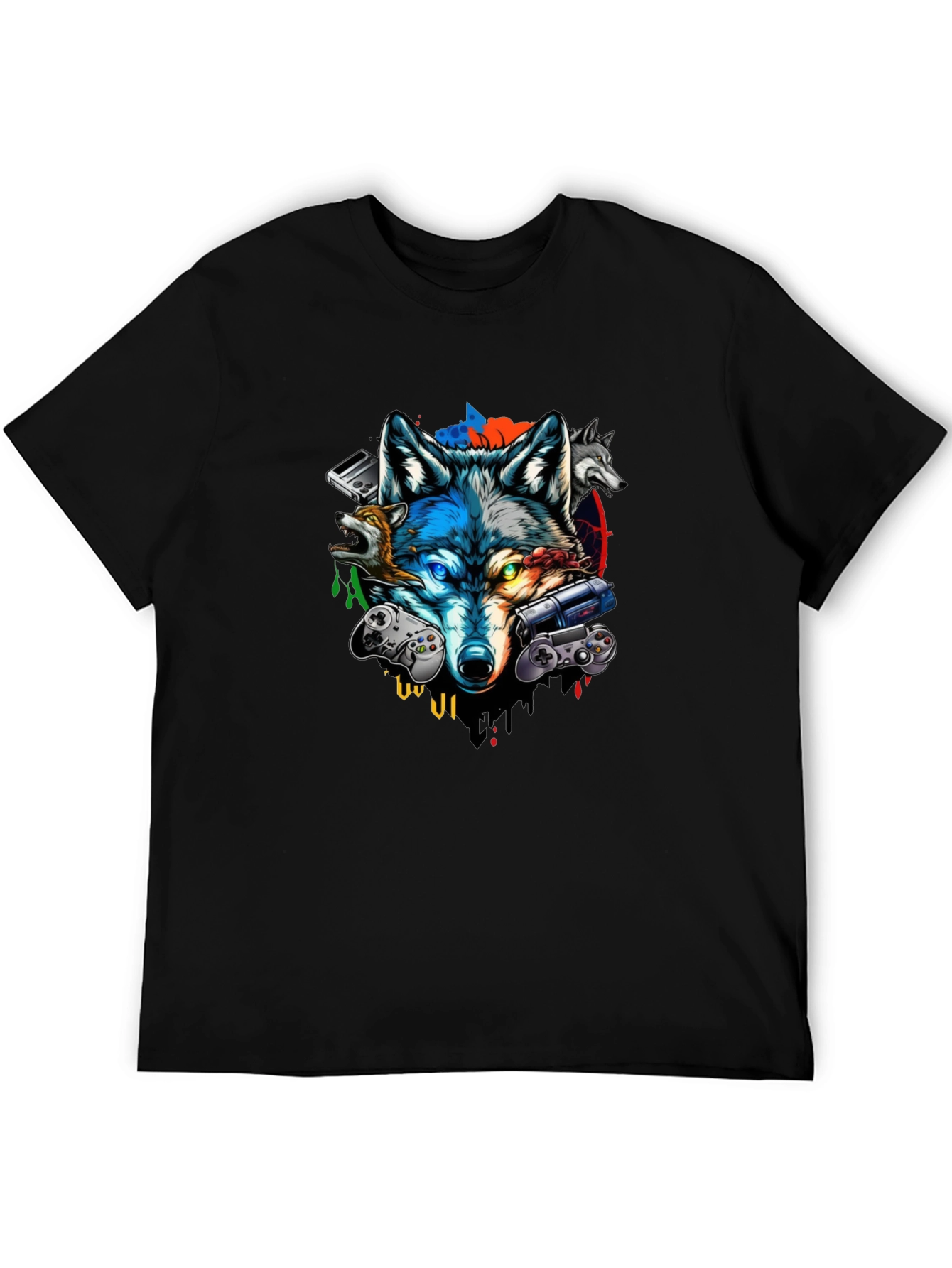 Gaming Wolf Black T-Shirt
