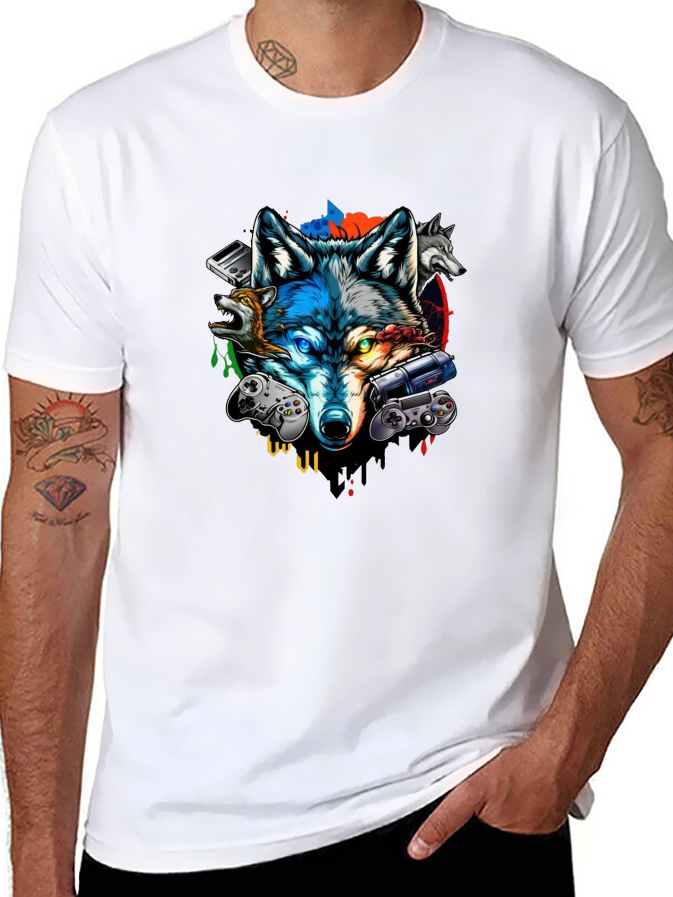 Gaming Wolf Black T-Shirt