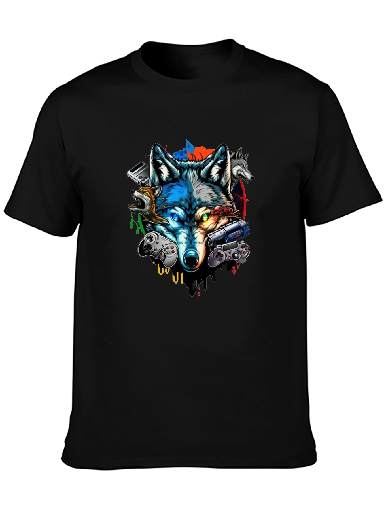 Gaming Wolf Black T-Shirt