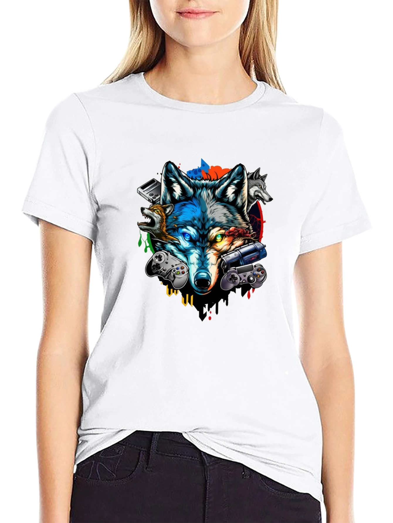 Gaming Wolf Black T-Shirt
