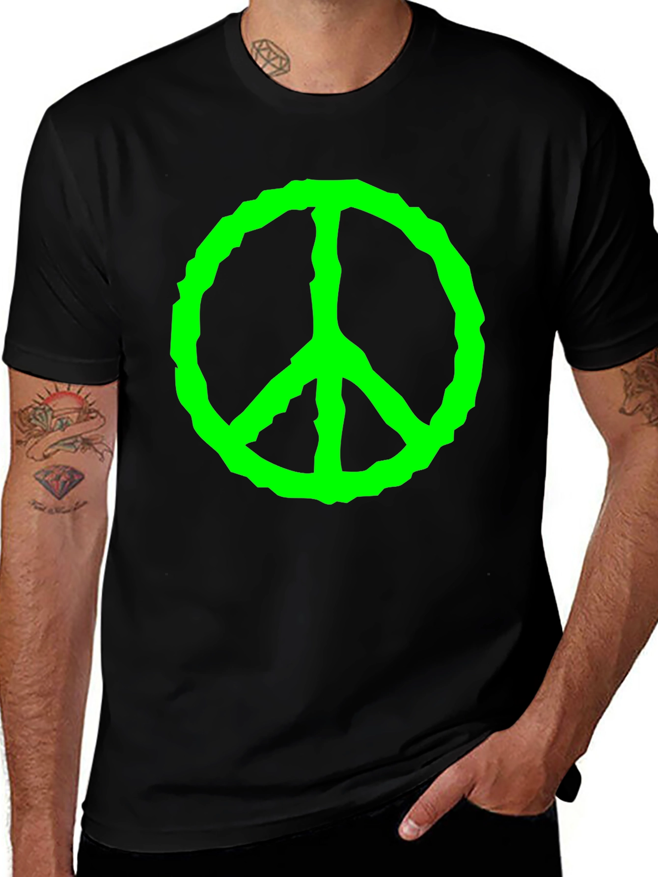 Peace Sign Graphic Tee - Black
