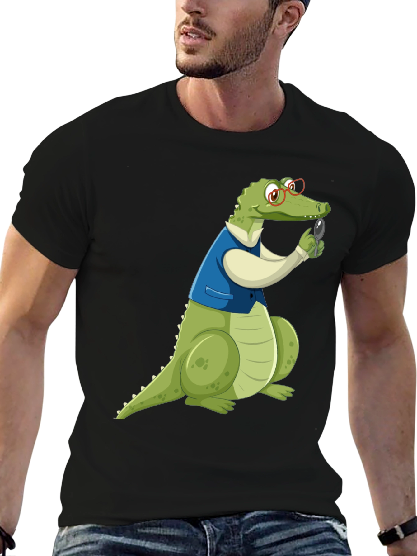 Cartoon Alligator Detective Graphic T-Shirt