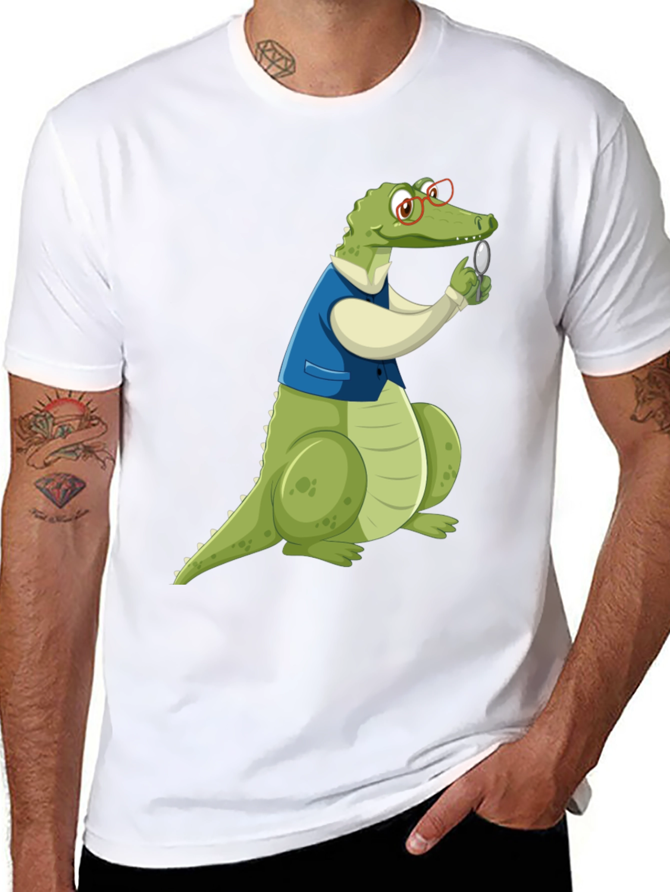 Cartoon Alligator Detective Graphic T-Shirt
