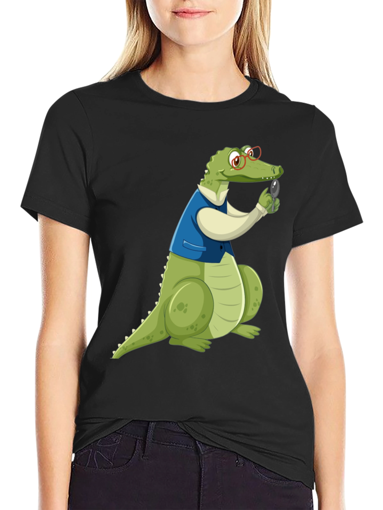 Cartoon Alligator Detective Graphic T-Shirt