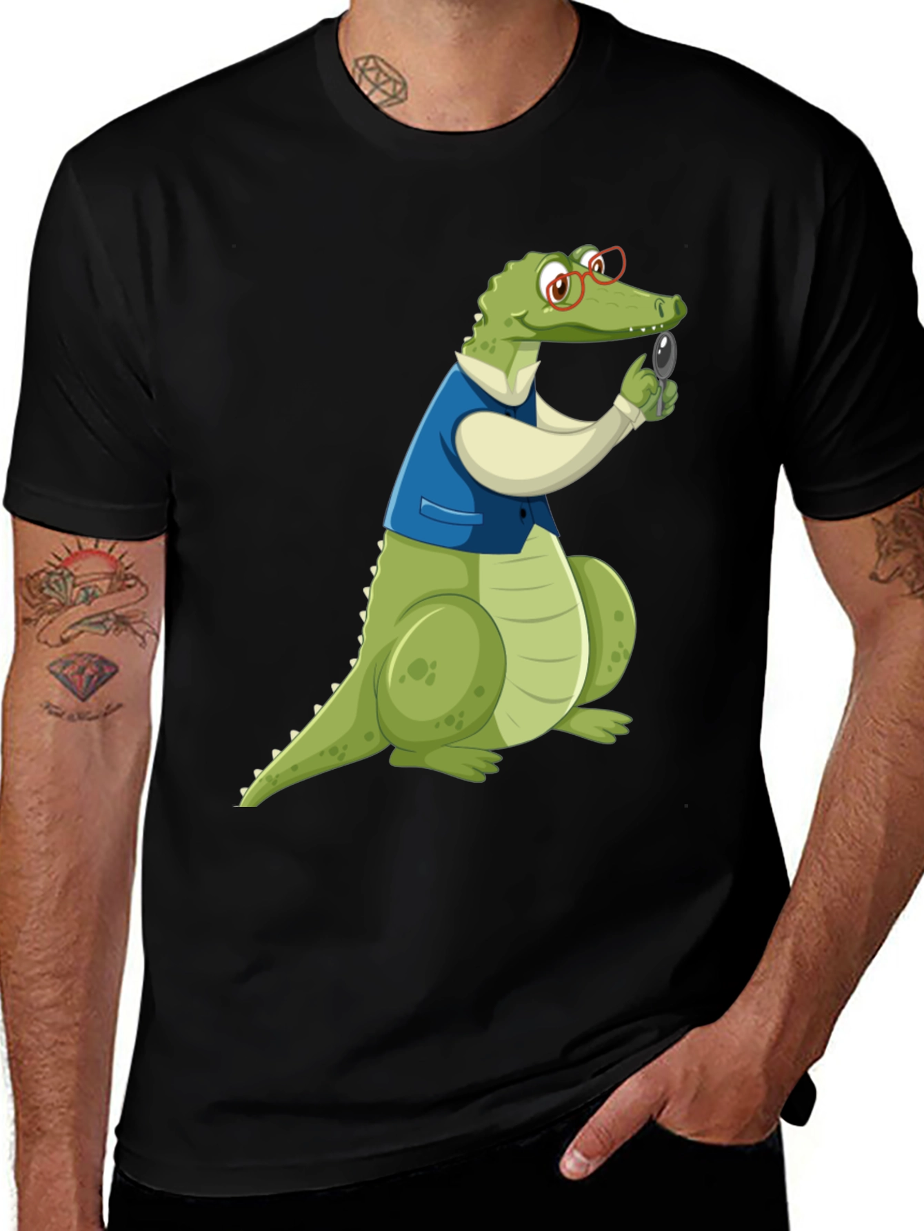 Cartoon Alligator Detective Graphic T-Shirt