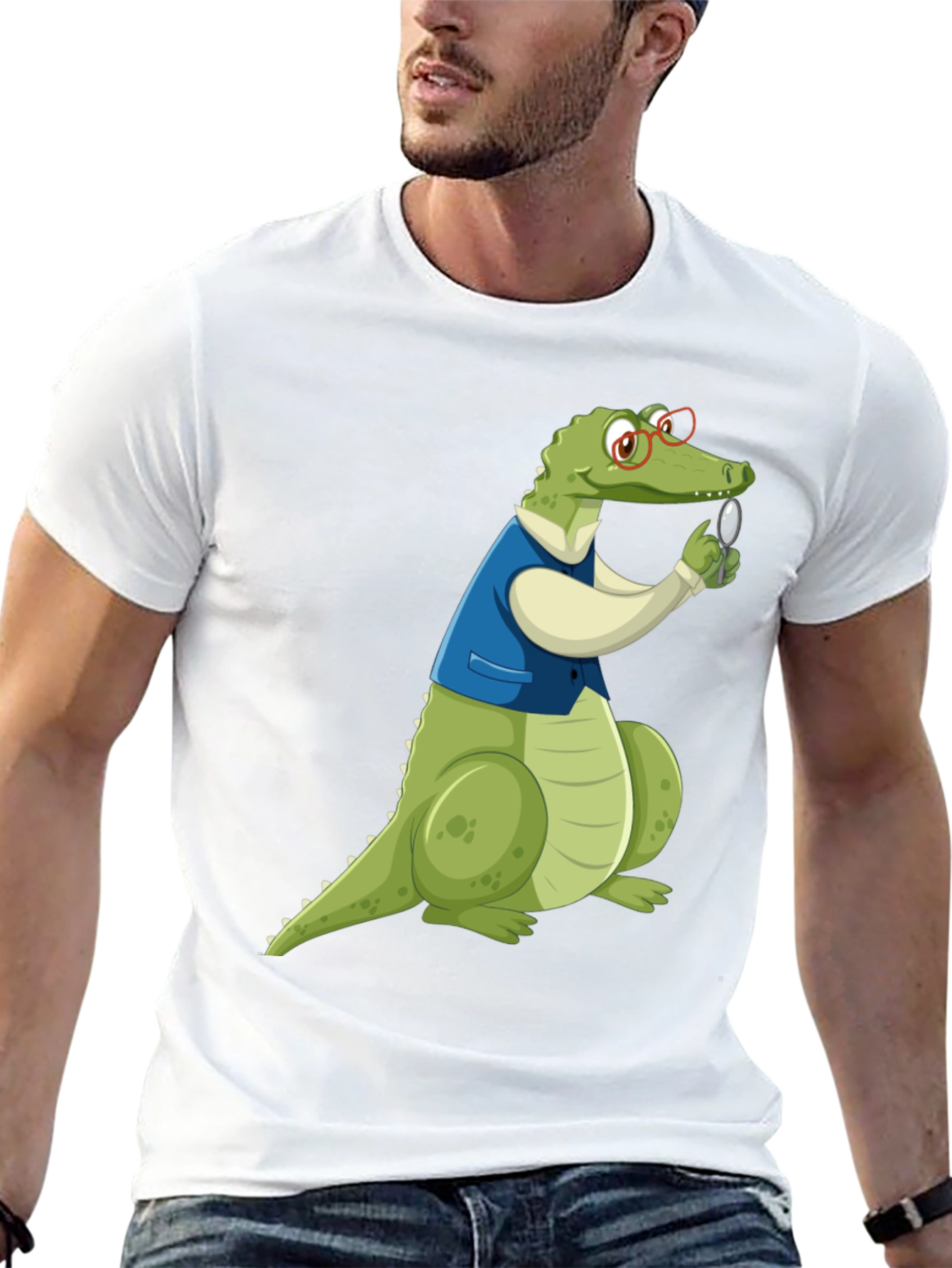 Cartoon Alligator Detective Graphic T-Shirt