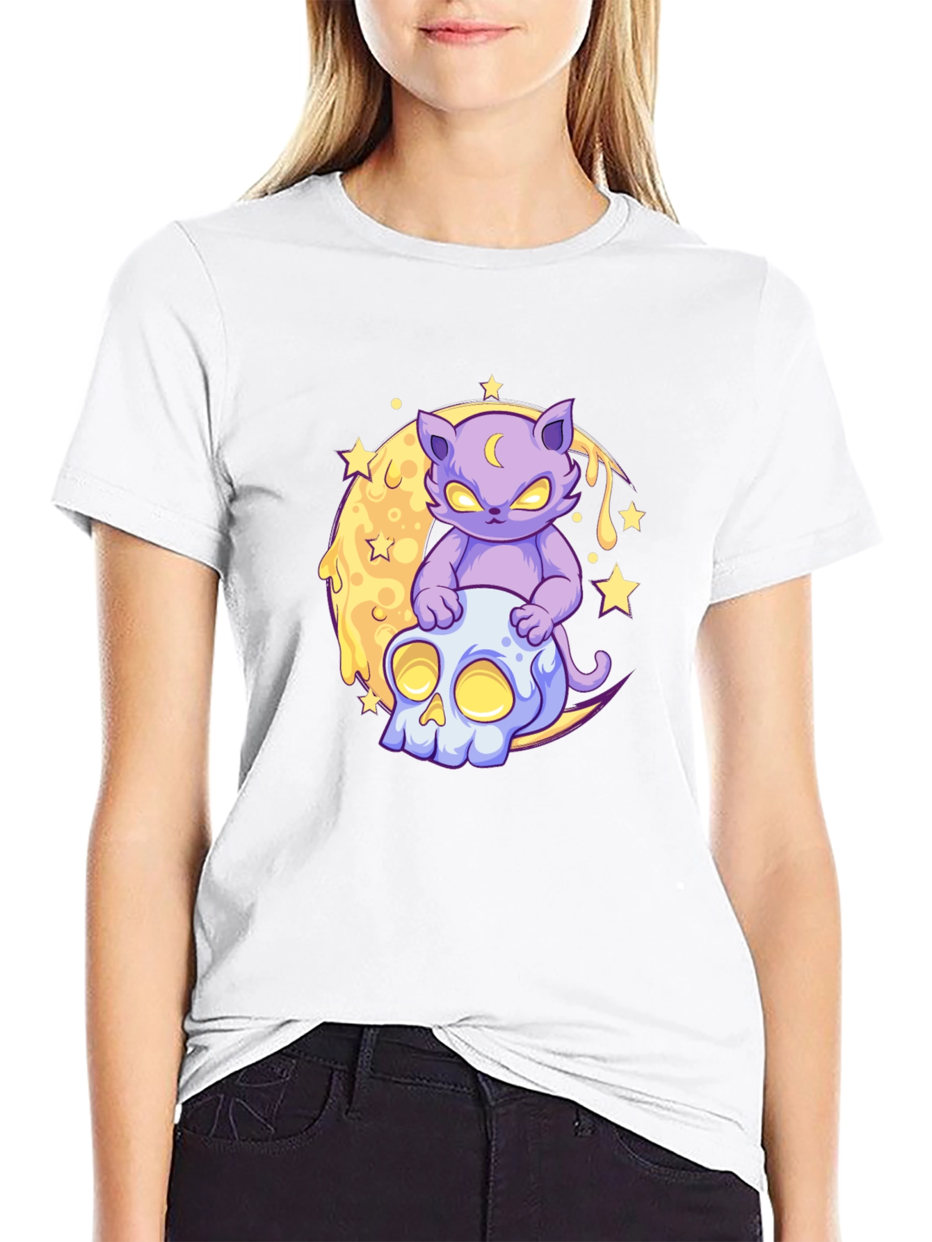 Mystic Cat Skull Moon T-Shirt