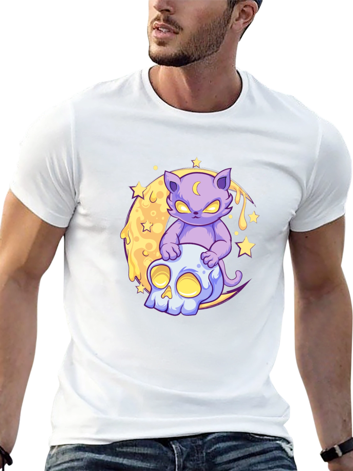 Mystic Cat Skull Moon T-Shirt