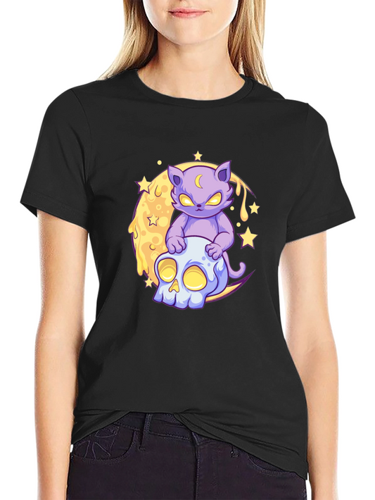 Mystic Cat Skull Moon T-Shirt